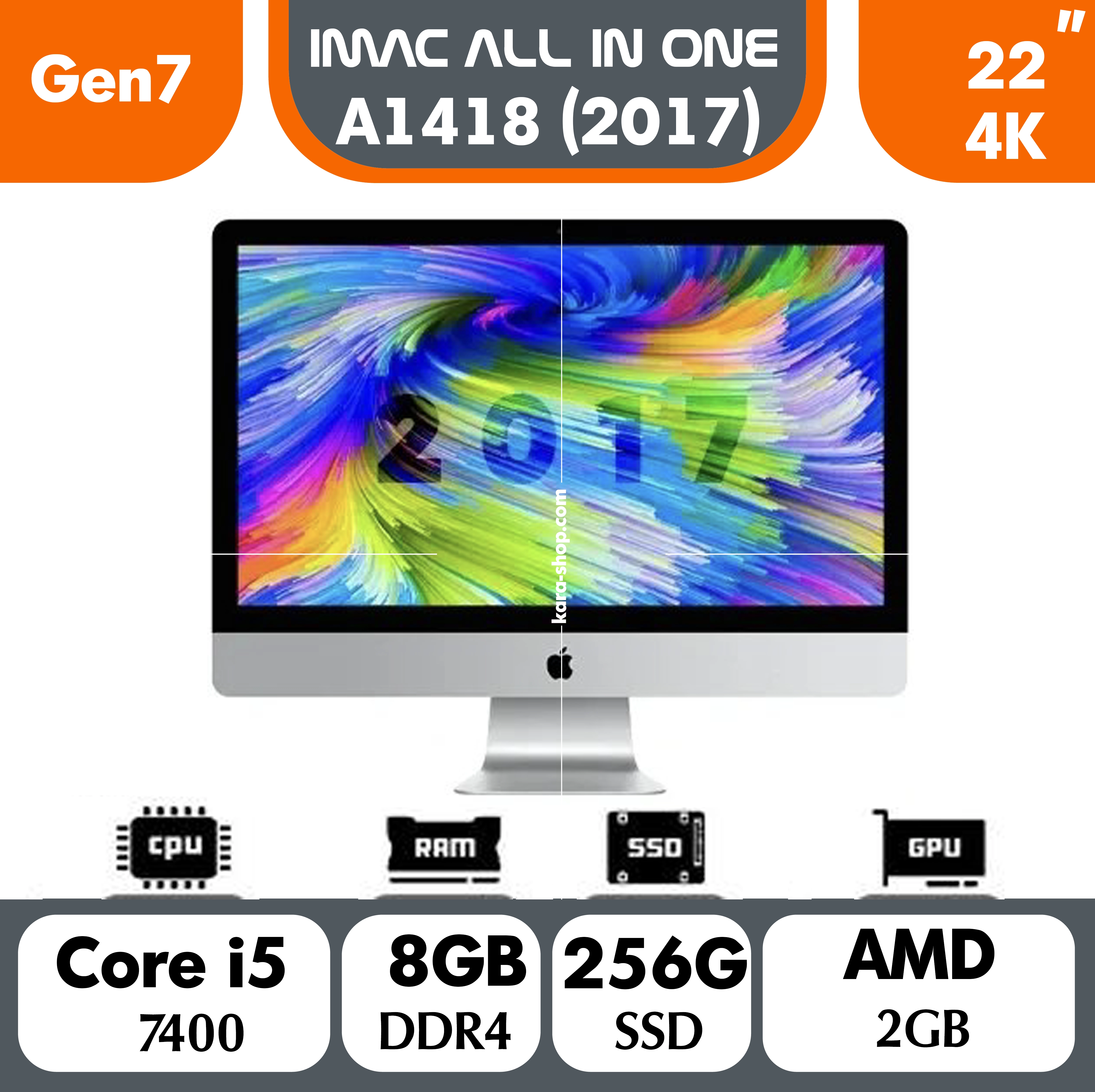 آل این وان استوک اپل مدل Apple iMac A1418 2017 i5 Gen 7 | 16GB | 256GB| 22in4K | AMD2GB